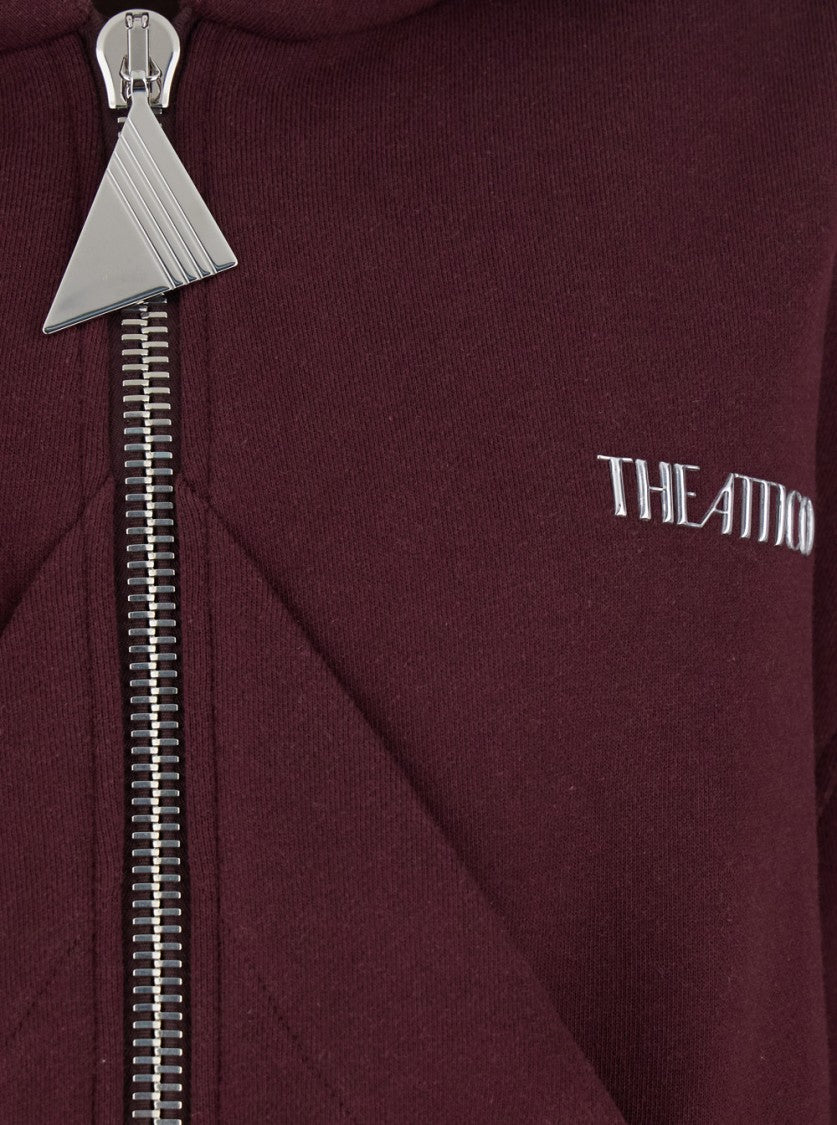 The Attico Bordeaux Cropped Sweatshirt With Fixed Hood