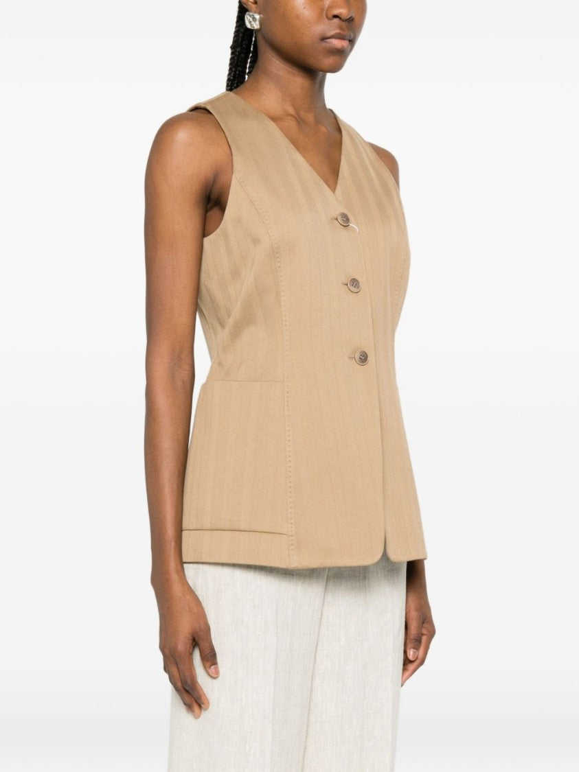 Max Mara Sleeveless Tailored Jacket With V-Neckline