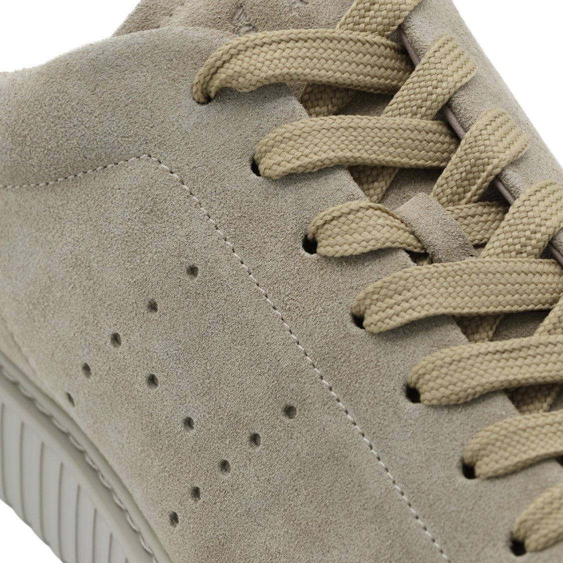 Hogan Beige Suede Sneakers With Ribbed Rubber Sole