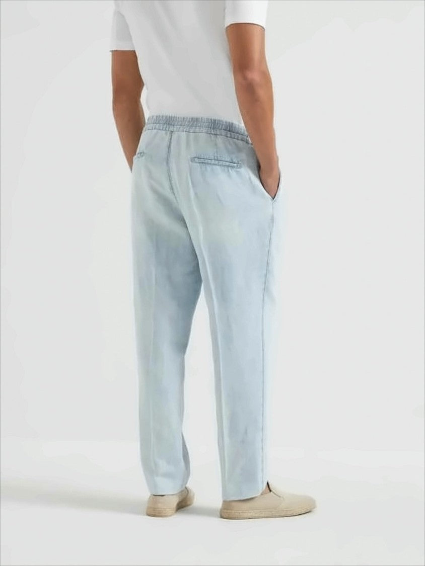 Brunello Cucinelli Light Blue Denim Pants With Relaxed Fit