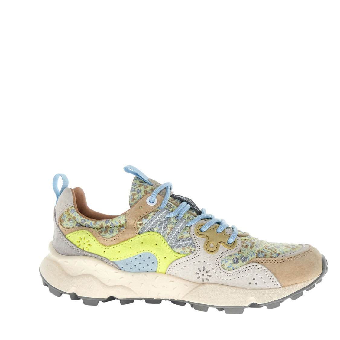 Flower Mountain Yamano 3 Sneaker In Beige Suede And Yellowish Canvas