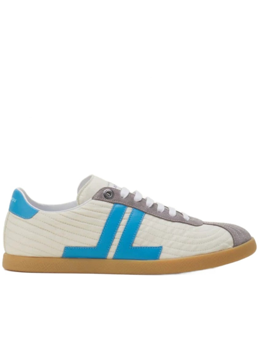 Lanvin Quilted Nylon Sneakers With Suede Overlays And Logo Stripe