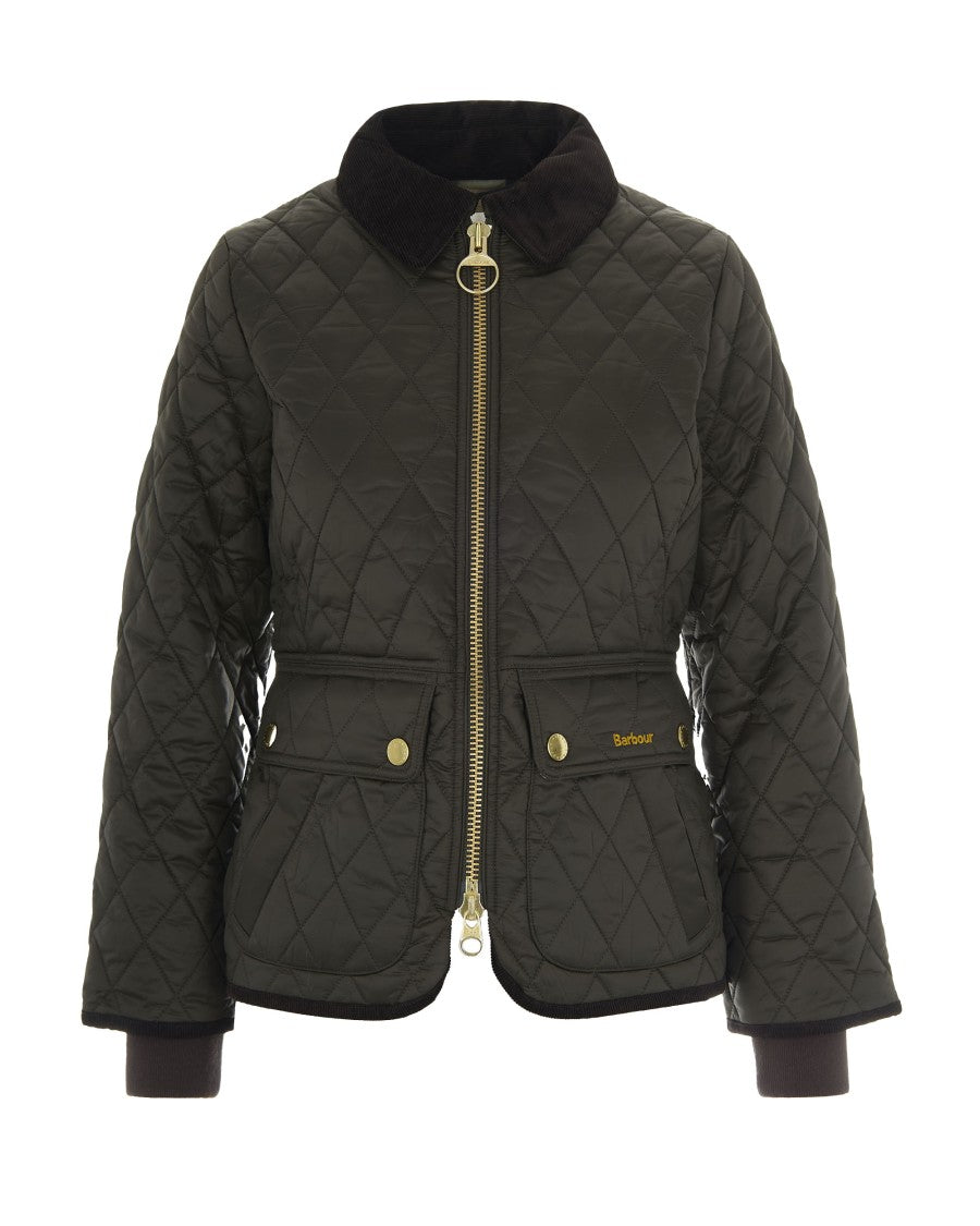 Barbour Fitted Quilted Jacket With Technical Fabric And Ribbed Cuffs