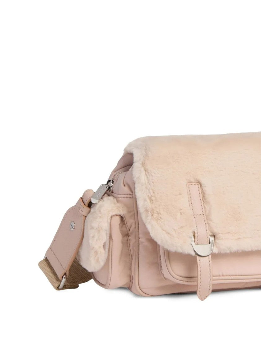 Coccinelle Campus Plush Flap Nylon Shoulder Bag