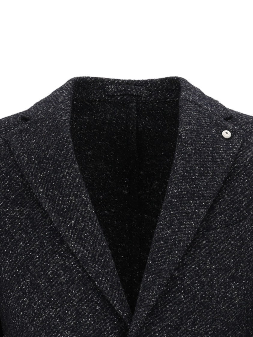 Brando-Lubiam Tailored Black Blazer In Virgin Wool And Silk Blend