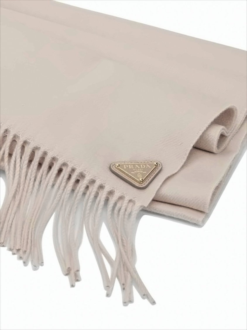 Prada Cashmere-Silk Blend Scarf With Triangular Logo Emblem
