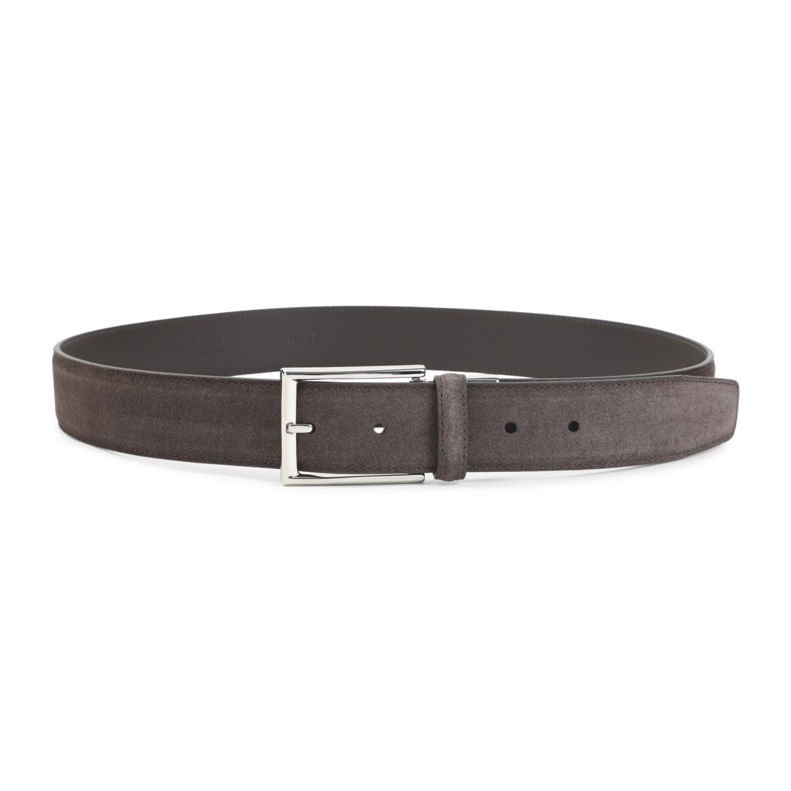 Canali Suede Leather Belt With Rectangular Silver Buckle