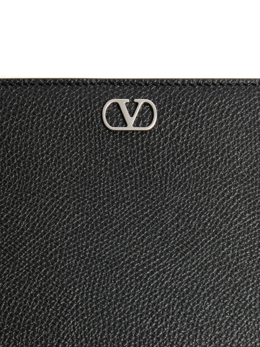 Valentino Black Pouch Vlogo Signature Leather Clutches