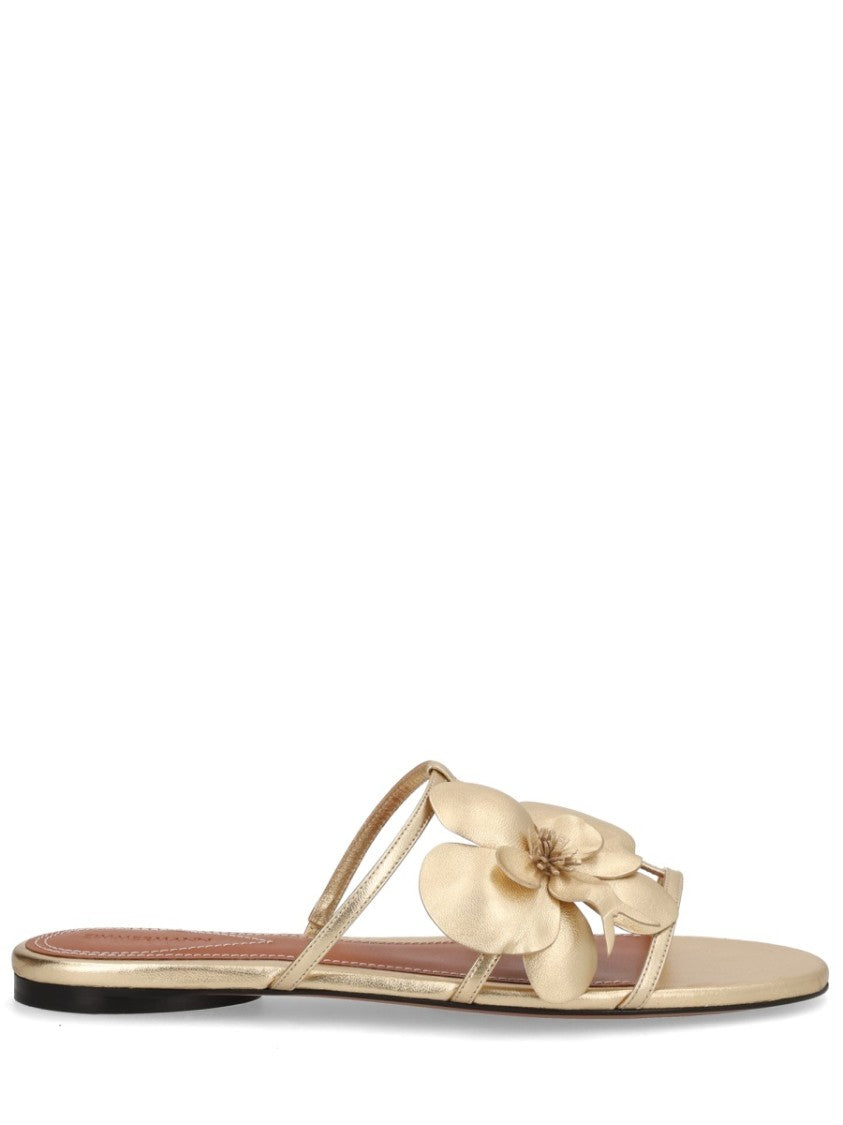 Zimmermann Orchid Metallic Gold Thin Straps Sandals
