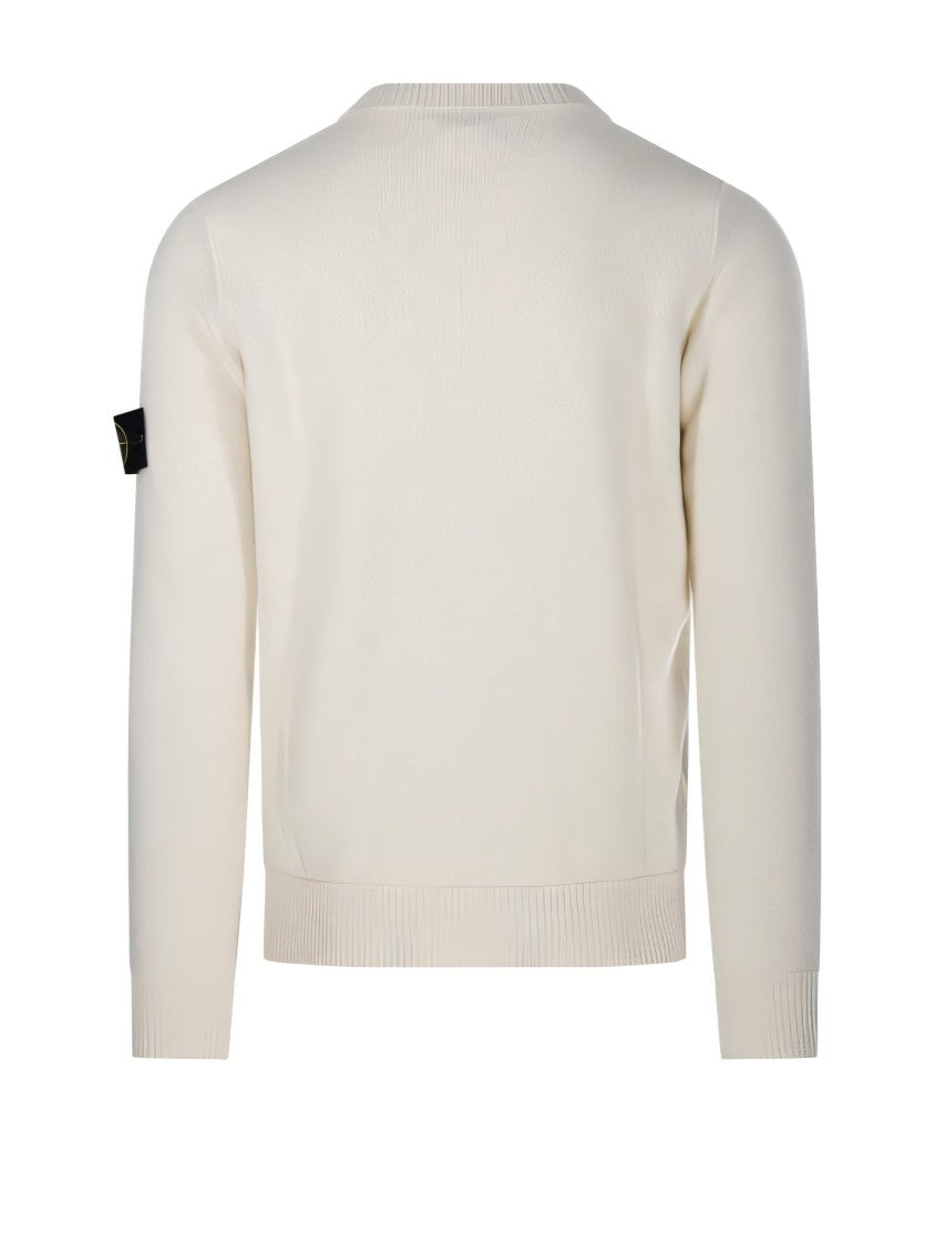 Stone Island Classic Crew Neck Knit Sweater With Logo Patch