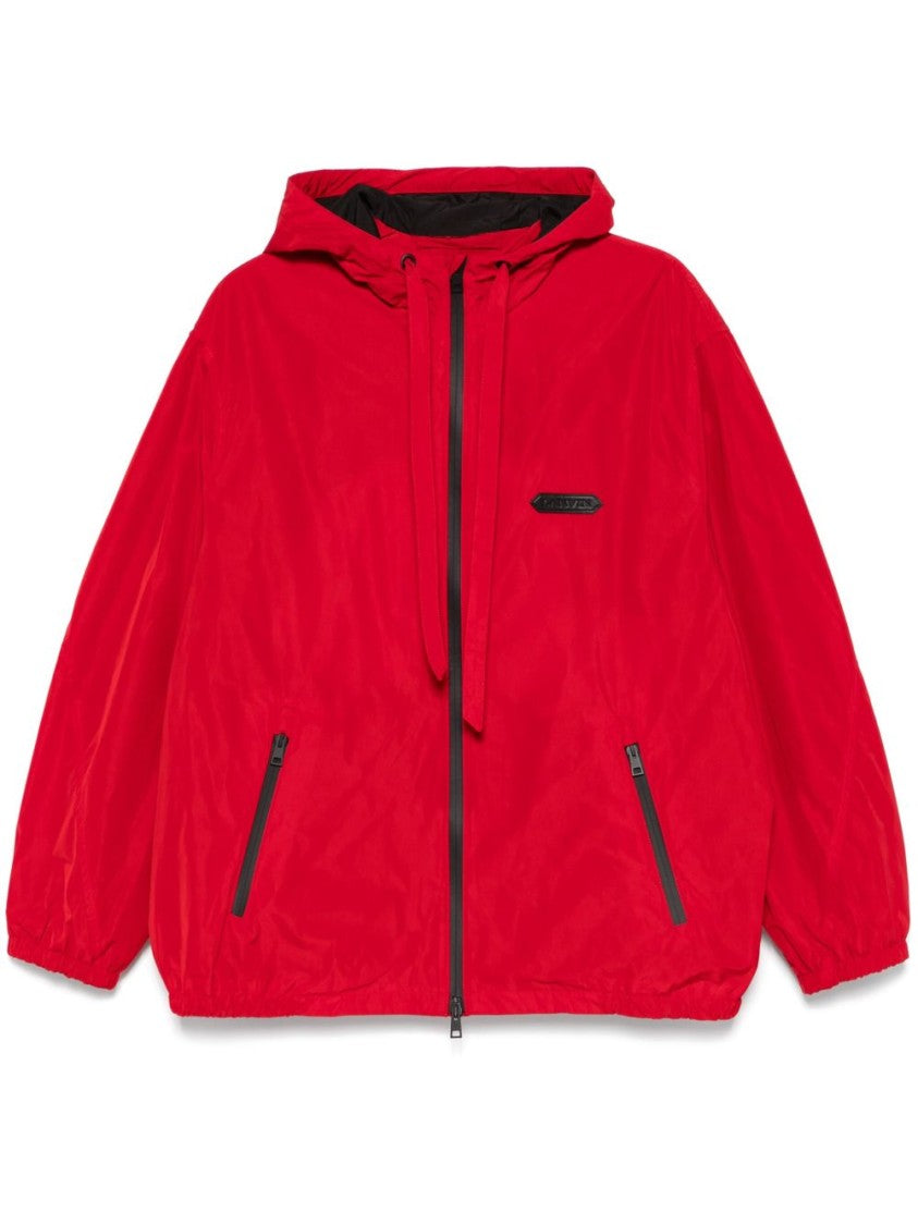 Lanvin Red Slouchy Hooded Storm Flap Jacket