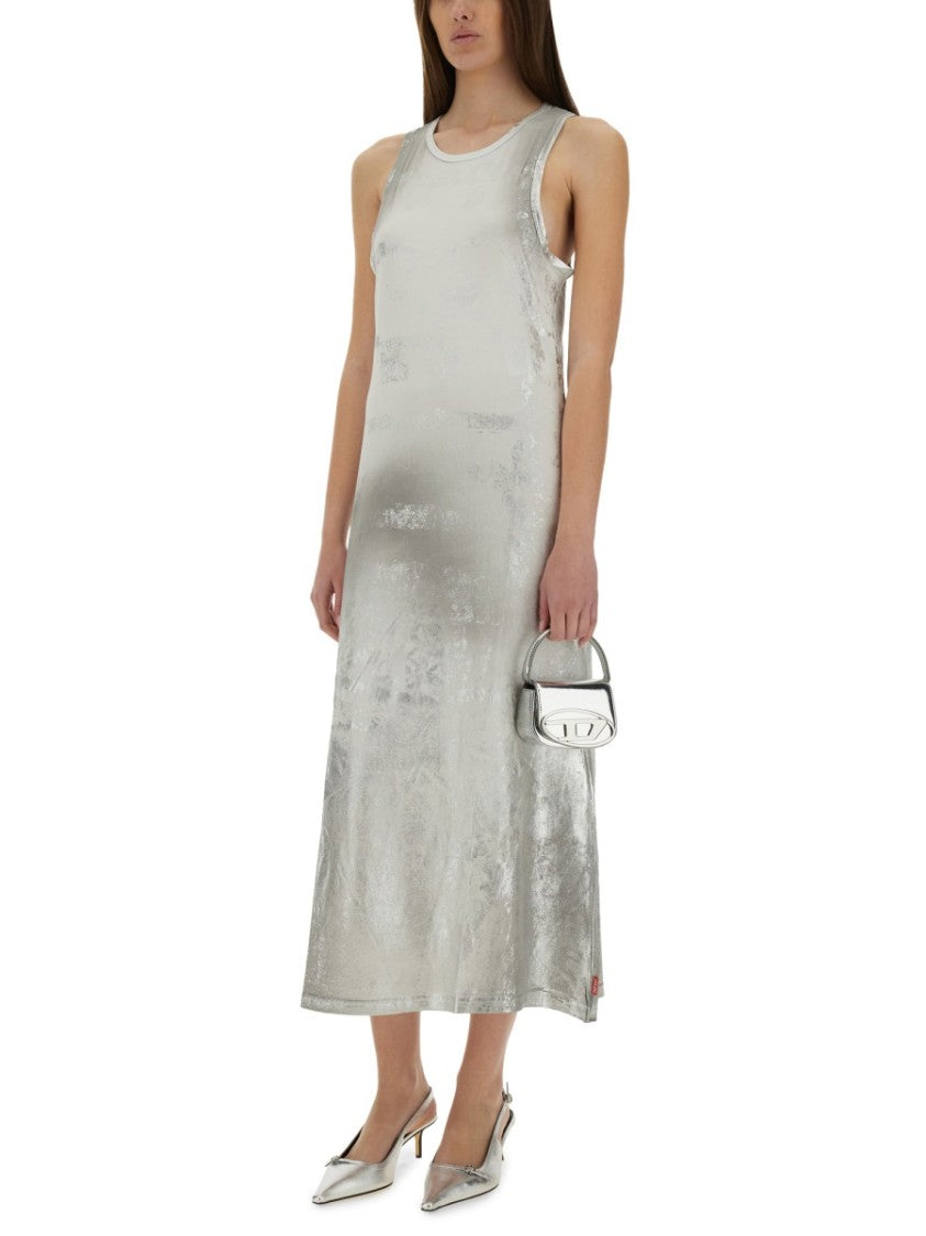 Diesel Sleeveless Long Dress In Soft Cotton Blend With Subtle Sheen