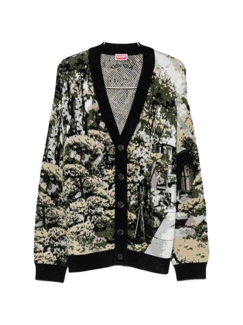 Kenzo Scenic Pattern Cardigan With V-Neckline And Button-Down Front