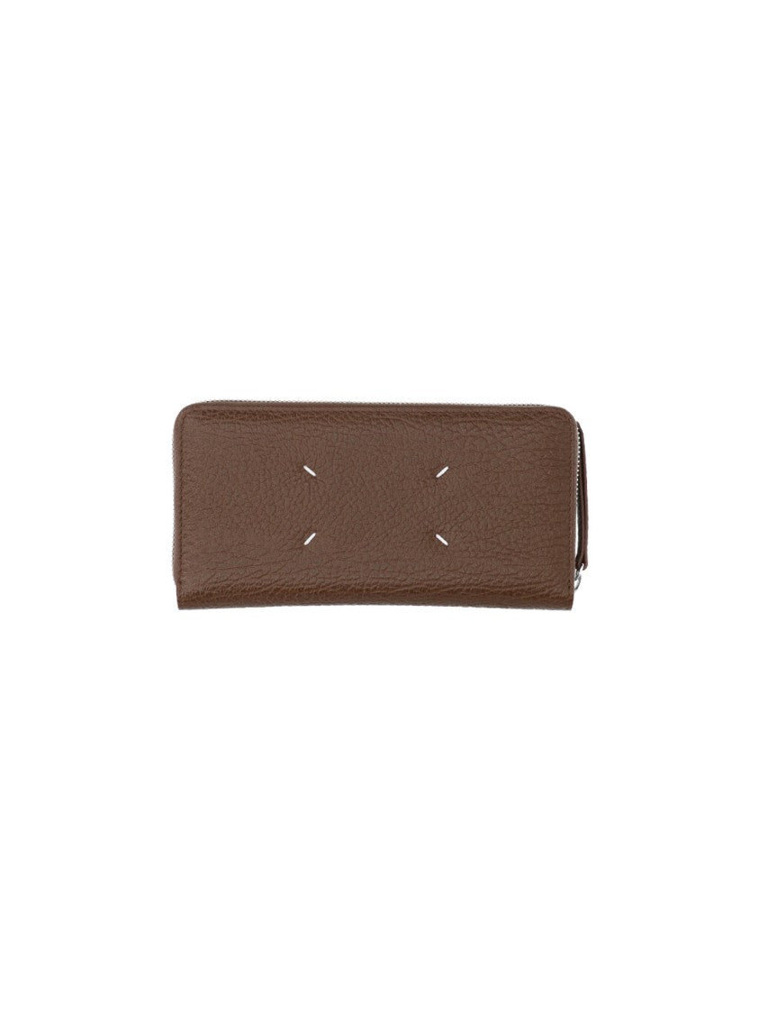 Maison Margiela Brown Four Stitches Textured Leather Wallet