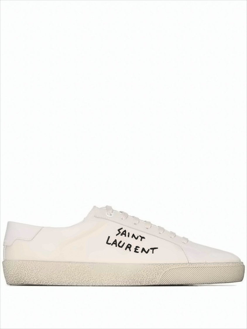 Saint Laurent Canvas And Calfskin Low-Top Sneakers With Handwritten Logo