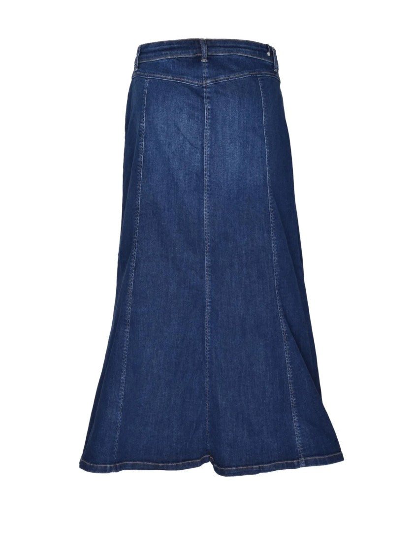 Persona By Marina Rinaldi* Blue Flared Denim Skirt