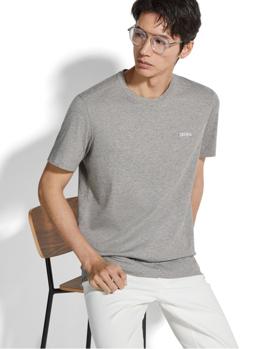 Zegna Classic Grey Crew Neck T-Shirt
