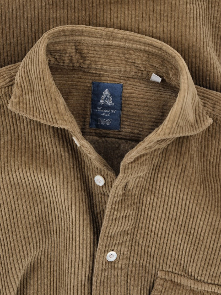 Finamore Classic Brown Button-Down Shirt With Traditional Collar