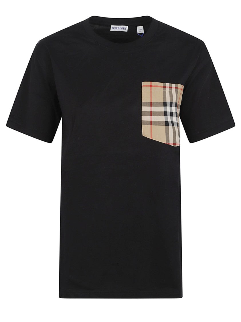 Burberry Short-Sleeved T-Shirt With Plaid Pocket Detail