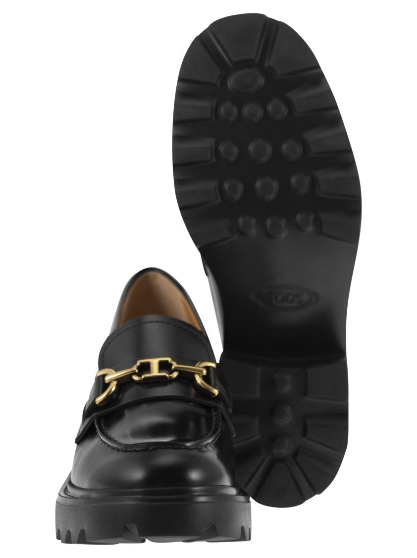 Tod's Leather Moccasin With Carrarmato Bottom