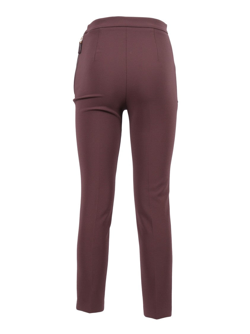 Elisabetta Franchi Tailored Brown Pants With High Waist And Polished Accents