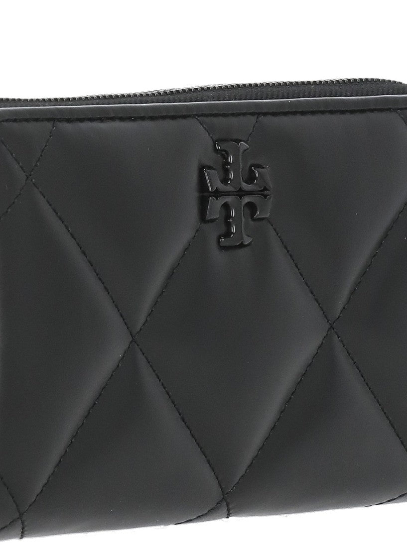 Tory Burch Black Kira Diamond Quilted Leather Wallet