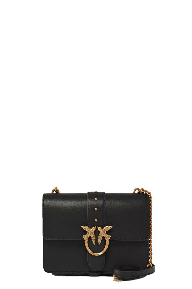 Pinko Leather Shoulder Bag With Gold-Tone Bird Clasp