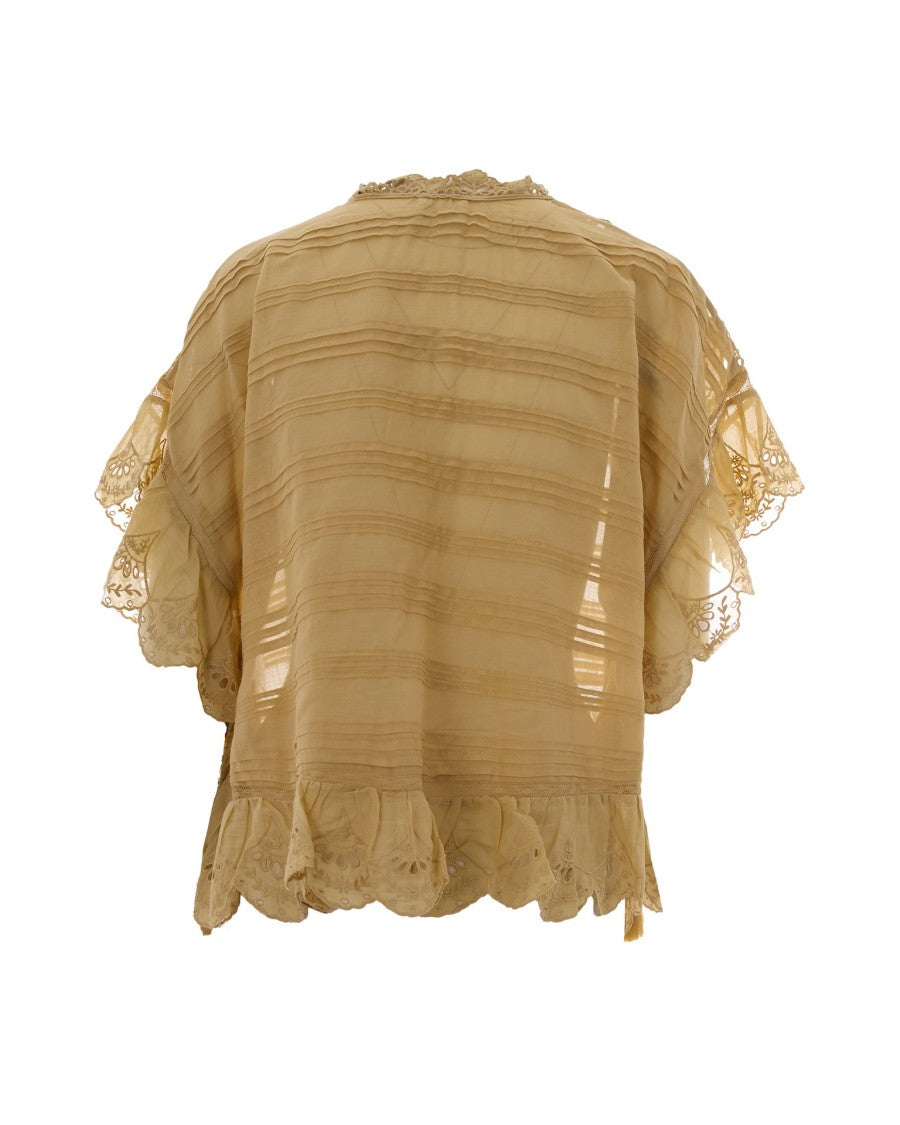Isabel Marant Étoile Flared Caftan-Style Blouse In Floral Lace And Organic Cotton