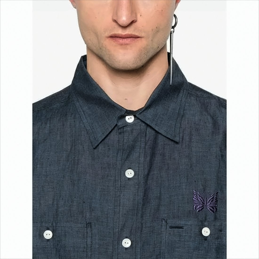 Needles Linen Long-Sleeve Shirt With Classic Collar