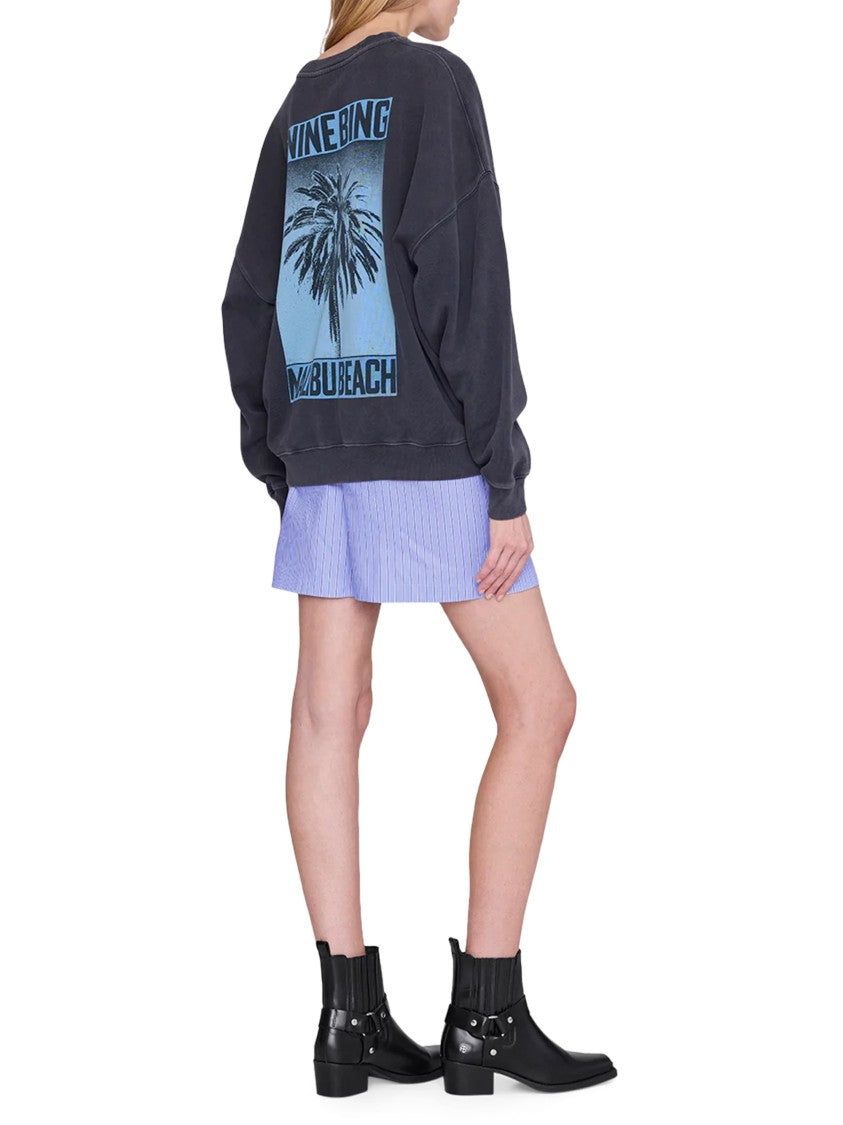 Anine Bing Relaxed-Fit Cotton Sweatshirt With Graphic Palm Design