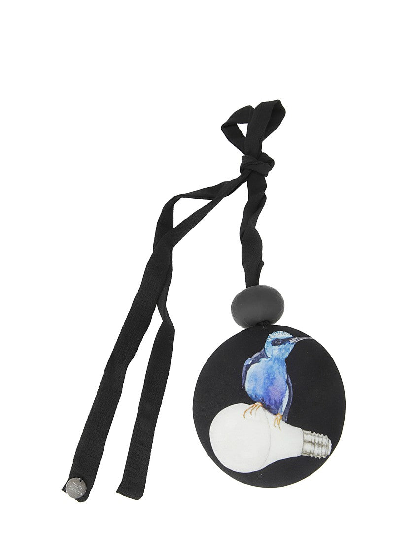 Maria Calderara Fabric Necklace With Printed Pendant