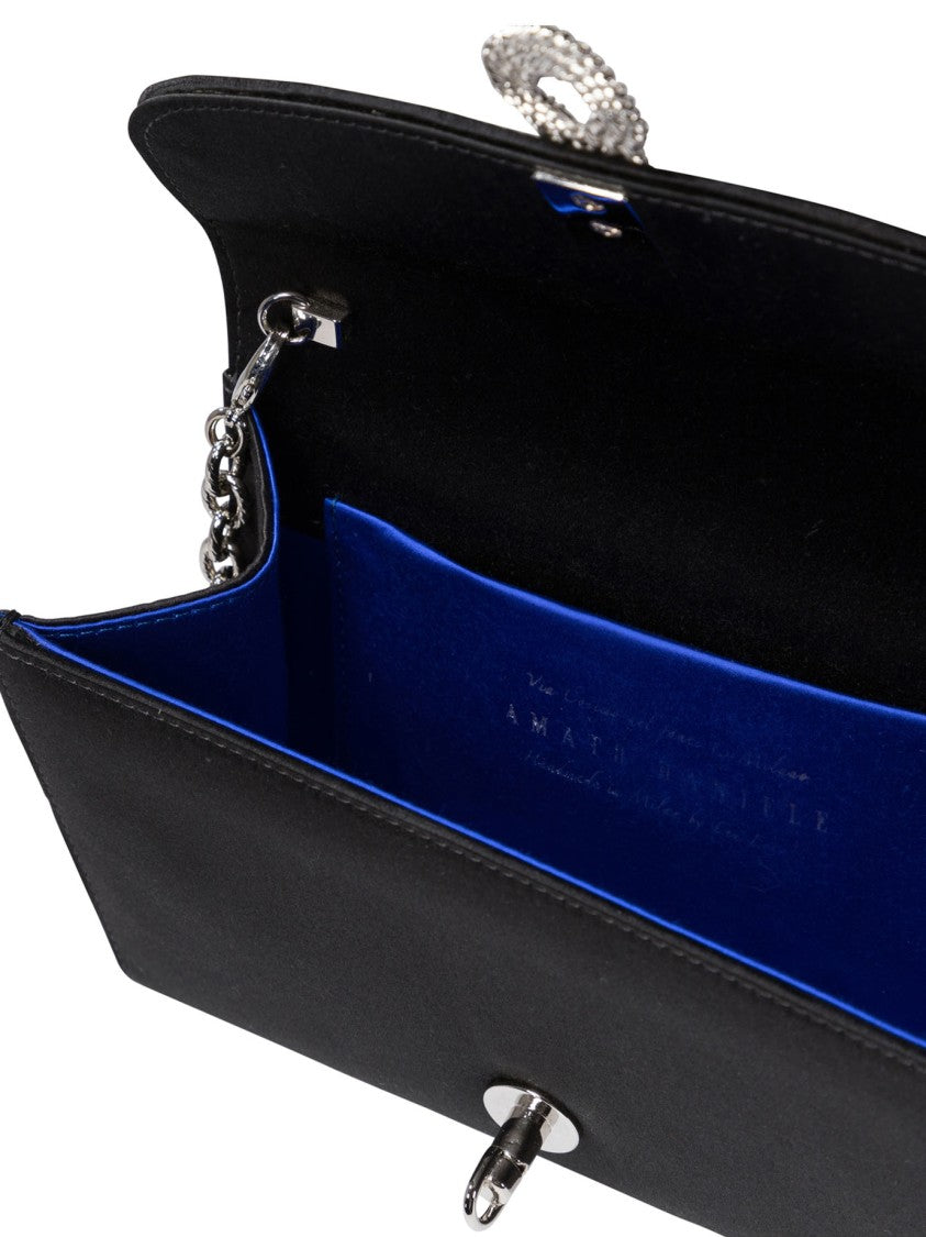 Amato Daniele Rectangular Black Satin Crossbody Bag