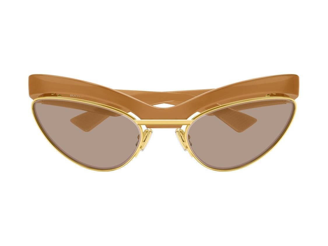 Bottega Veneta Gold Caramel Bv1480s Glossy Bold Cat-Eye Sunglasses