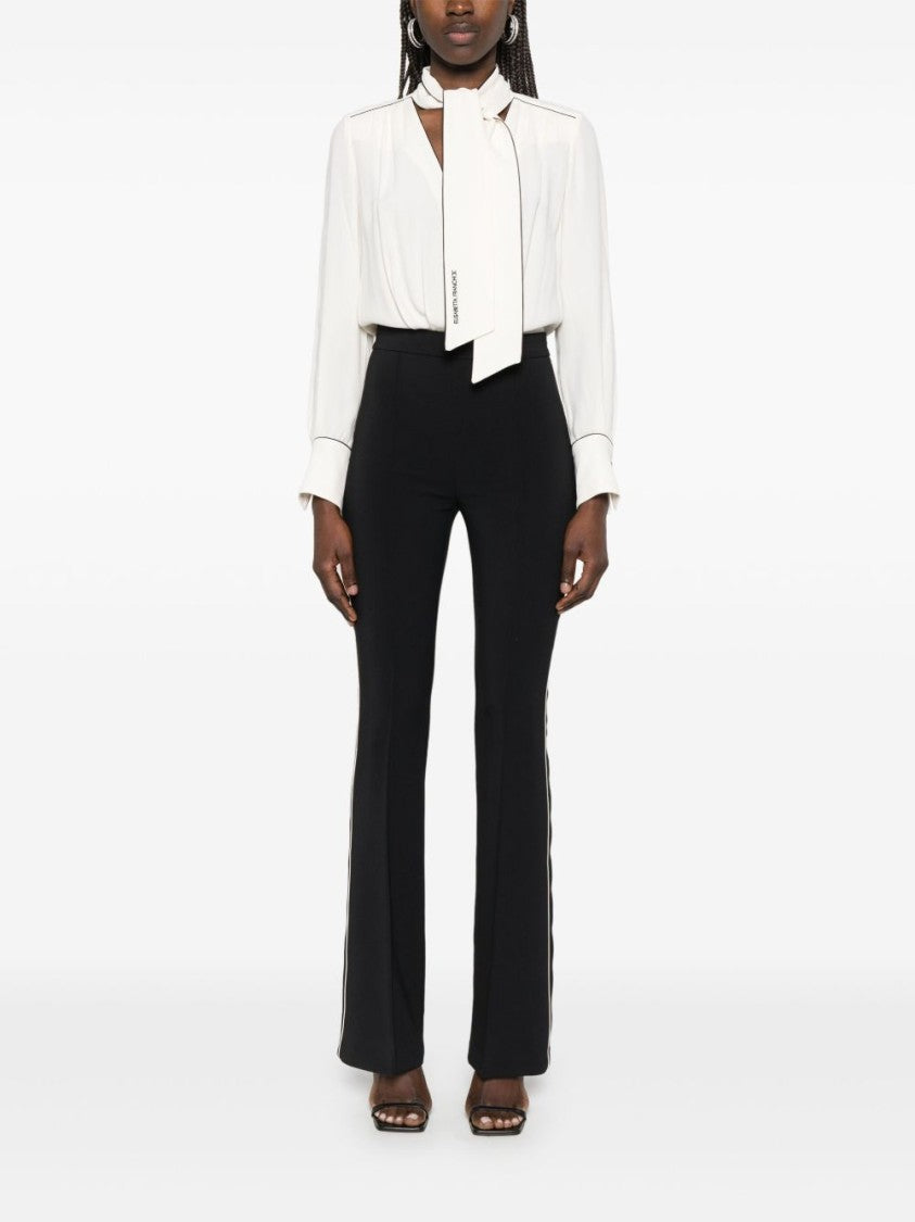Elisabetta Franchi Elegant White Overall With Tie Neck