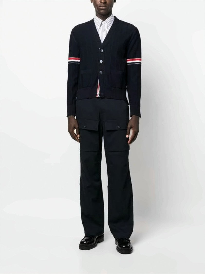 Thom Browne Classic V-Neck Cardigan With Striped Accents