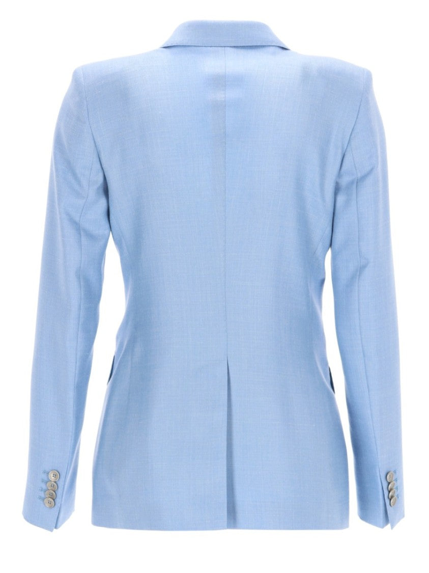 Tagliatore Blue Double-Breasted Wool Silk Blazer