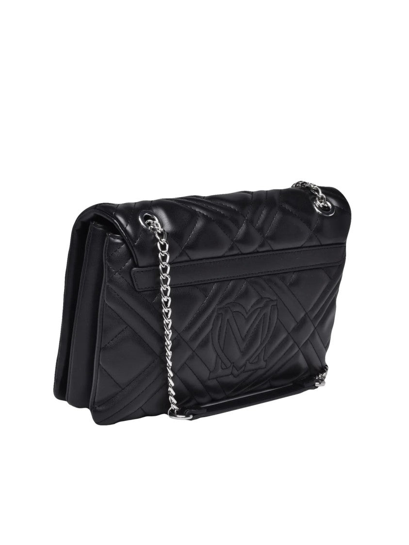 Love Moschino Black Polyurethane Quilted Crossbody Bag