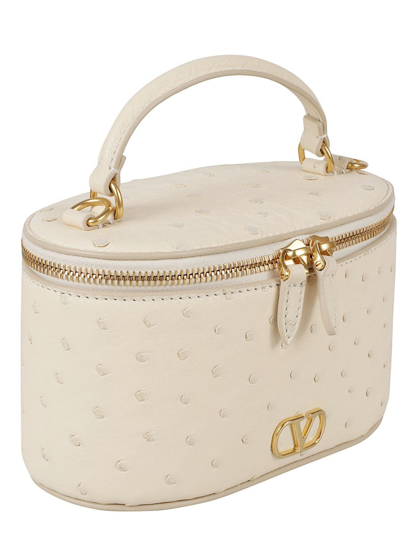Valentino Garavani Oval-Shaped Bag In Textured Ostrich Leather