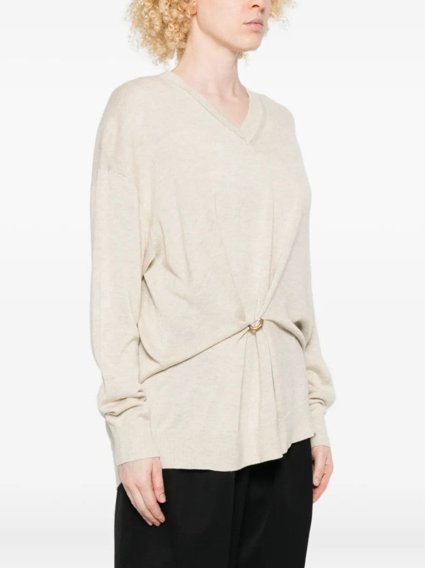 Isabel Marant Chiraz V-Neck Ring-Detail Sweater