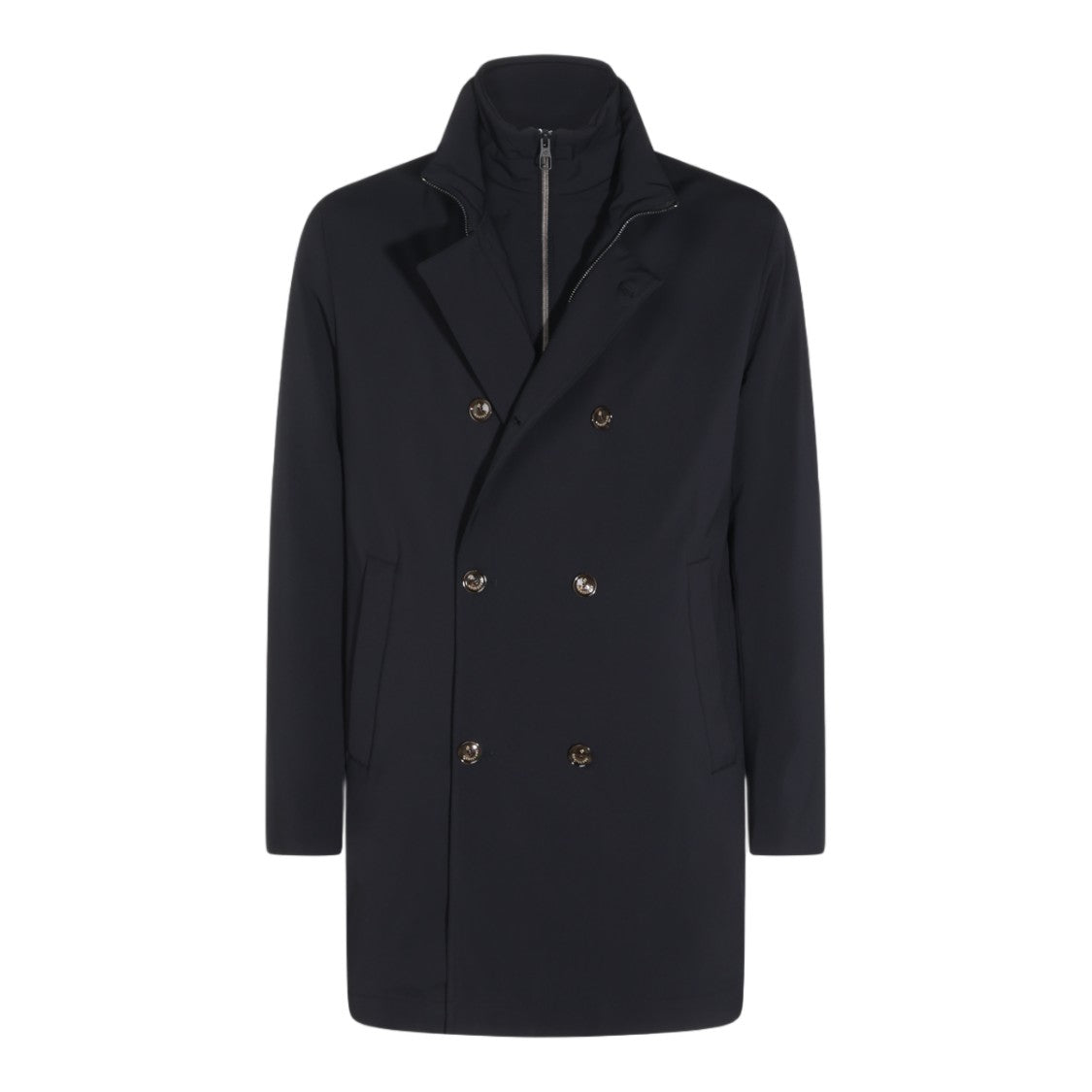 Montecore Black Concealed Zip Double-Breasted Down Coat