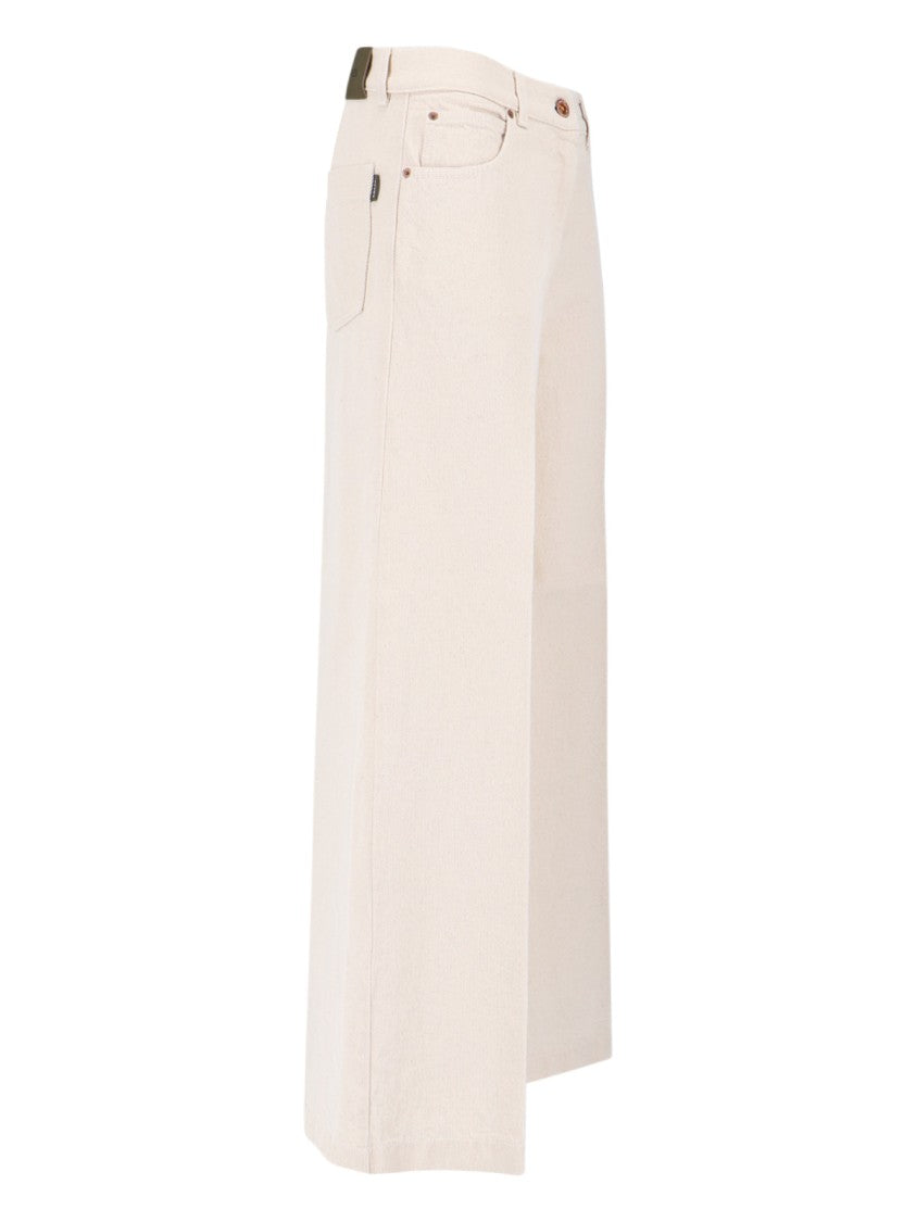 Aspesi Wide-Leg Off-White Jeans With Textured Weave