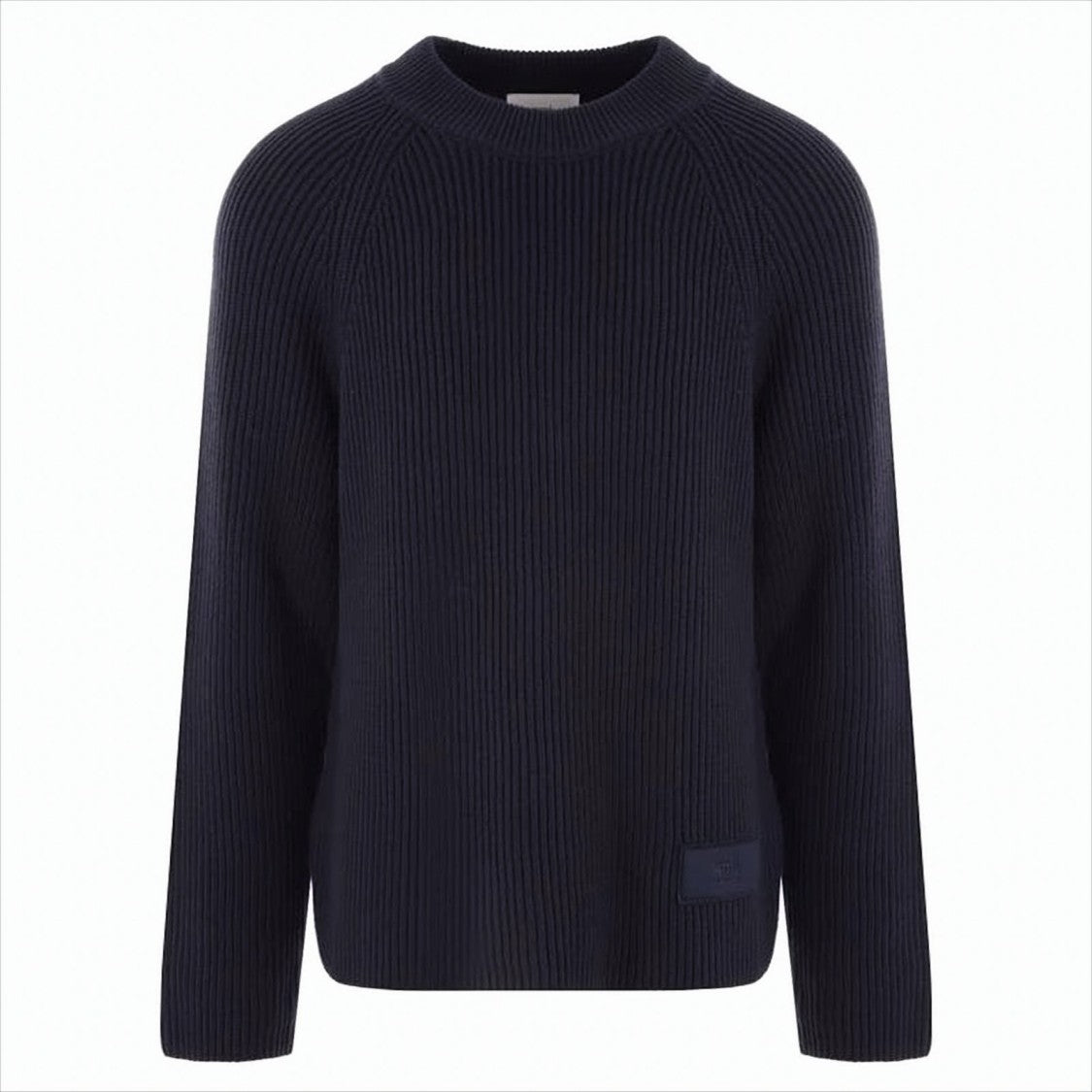 Ami Ribbed Knit Crewneck Sweater With Tonal Branding Detail