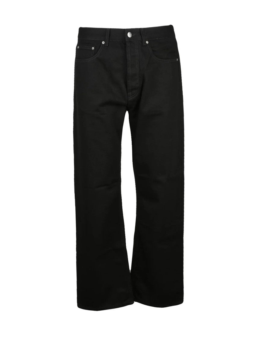 Palm Angels Black Cotton Wide-Leg Jeans
