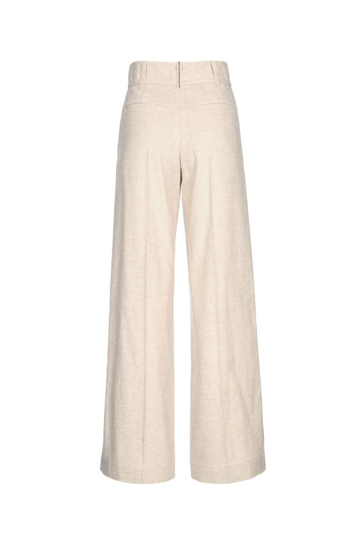 Brunello Cucinelli High-Waisted Wide-Leg Pants With Built-In Belt