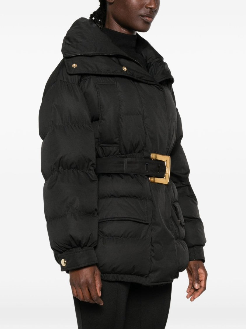 Balmain Quilted Down Coat With High Neck