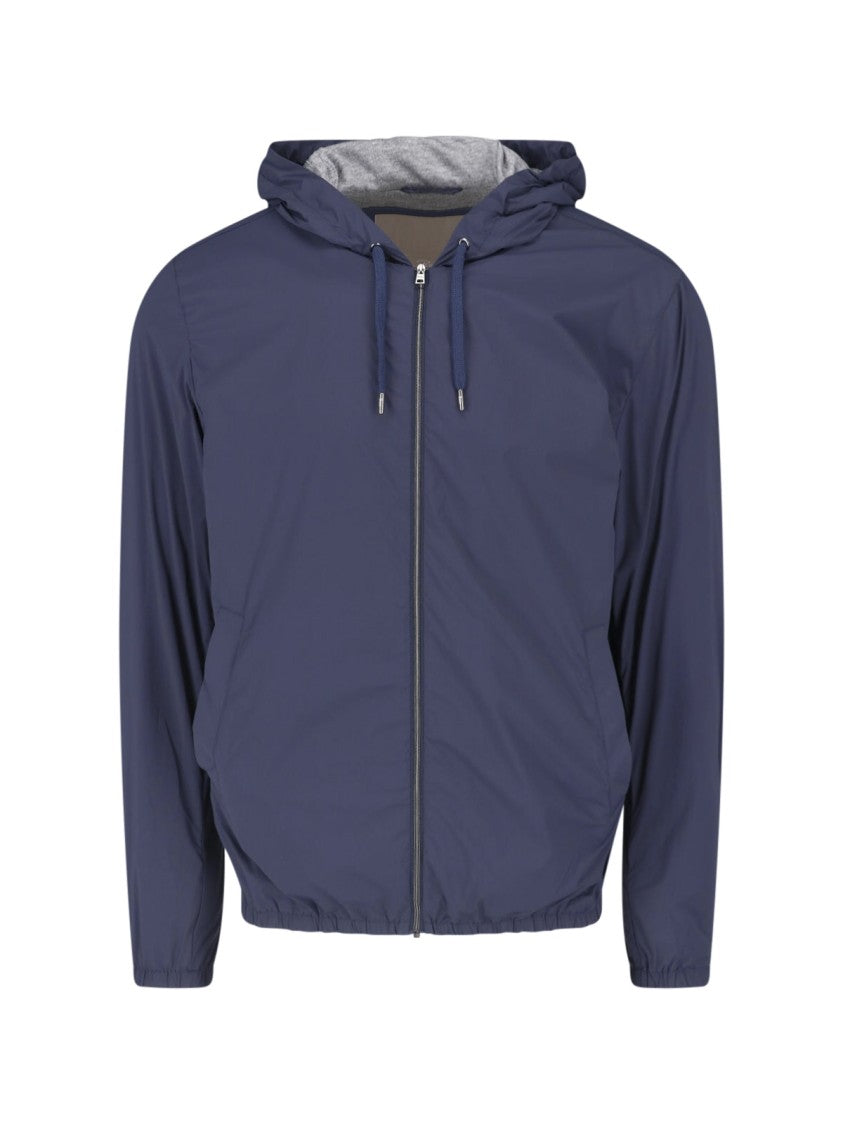 Herno Blue Technical Fabric Drawstring Jacket