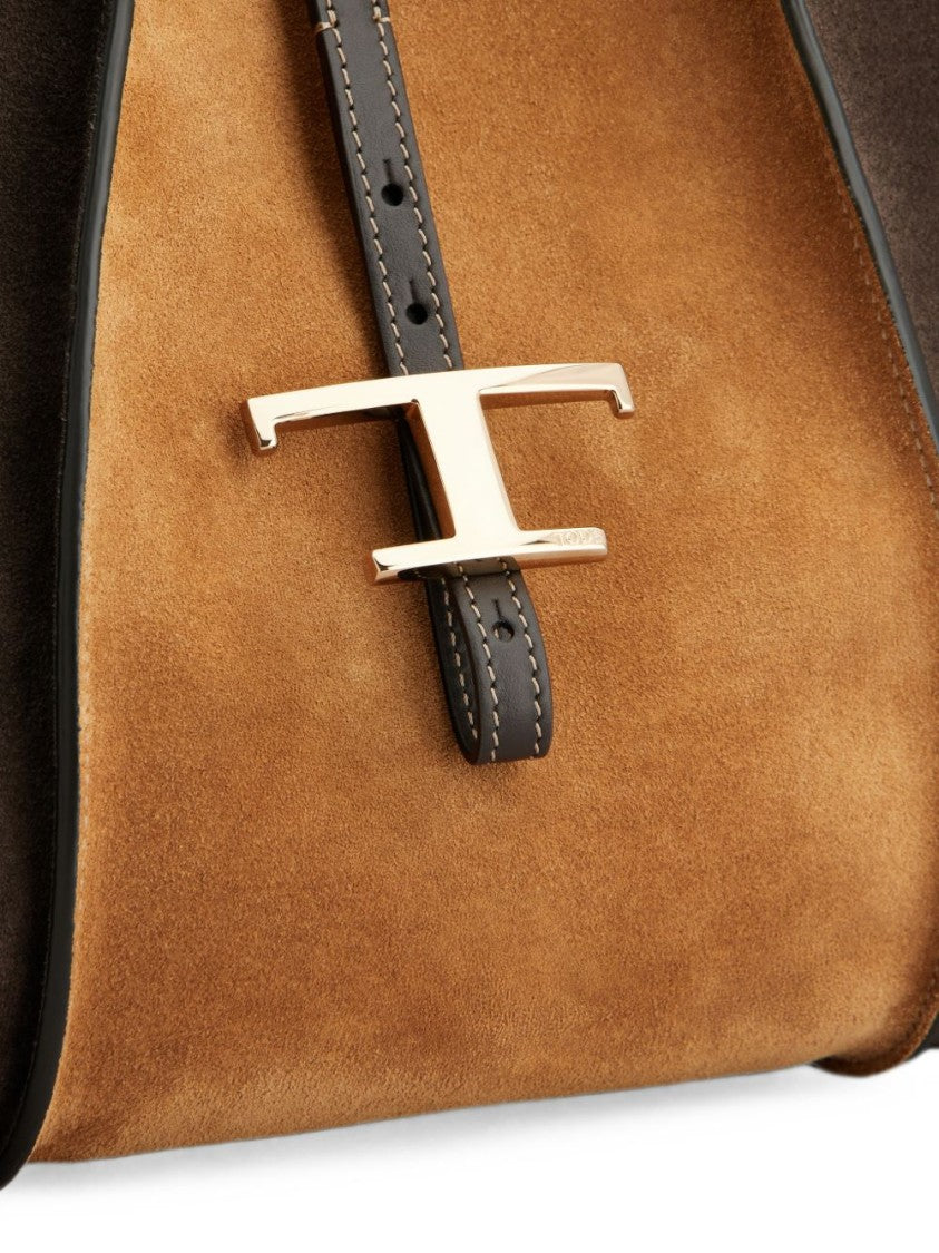 Tod's Two-Tone Suede Tote Bag With Gold-Tone Buckle