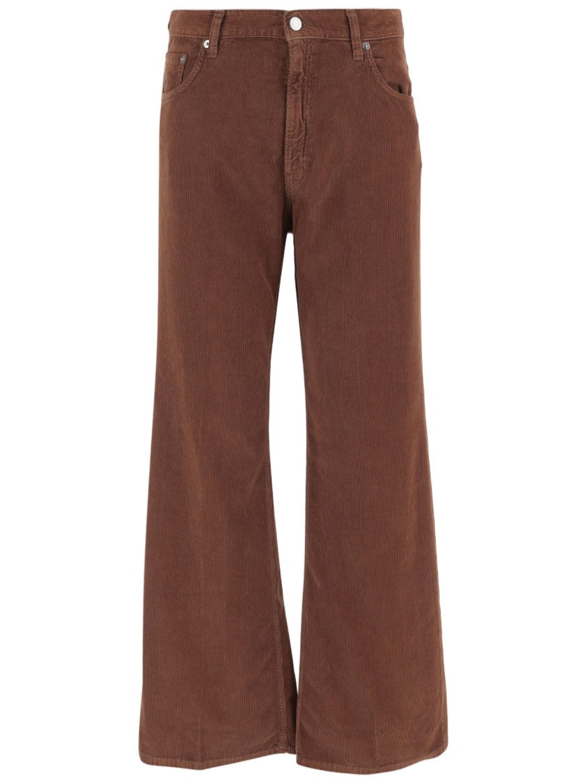 Haikure Ribbed Cotton Velvet Wide-Leg Pants With Five-Pocket Design