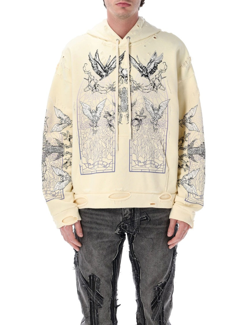 Who Decides War Ascension Distressed Graphic Hooded Pullover