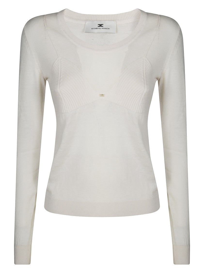 Elisabetta Franchi Knit Top With Classic Crew Neckline